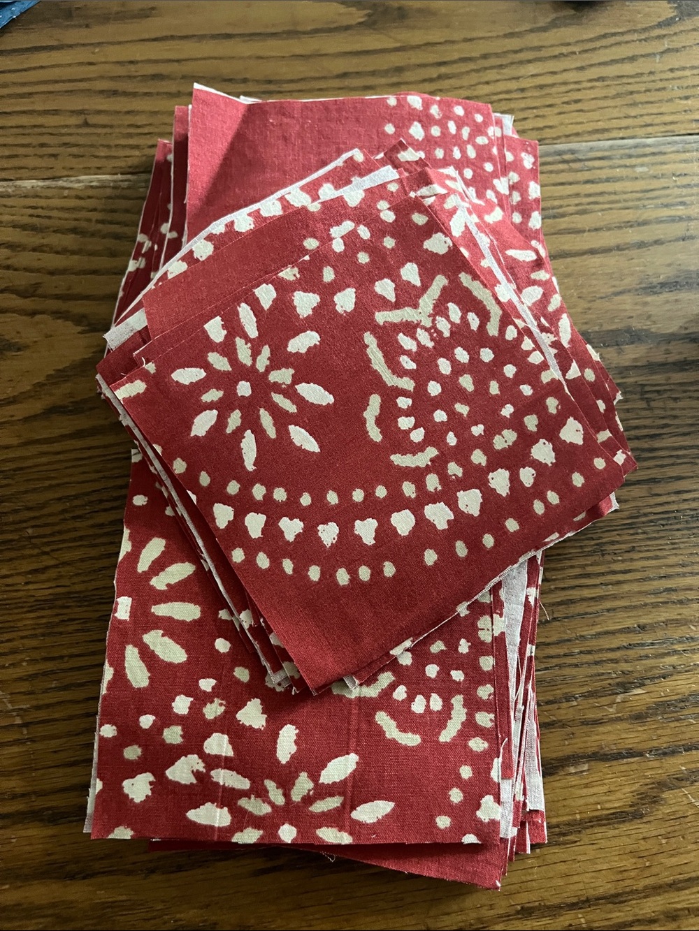 Red and Cream Floral Cotton Fabric Squares - Pack